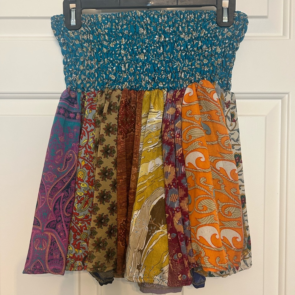 Multicolor Bohemian Patchwork Skirt or Halter
